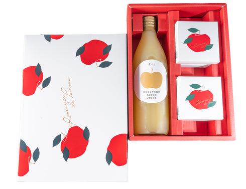 紅玉林檎ジュース+林檎ロマンのセット【林檎ロマン×4個、紅玉林檎ジュース500ml×1本】